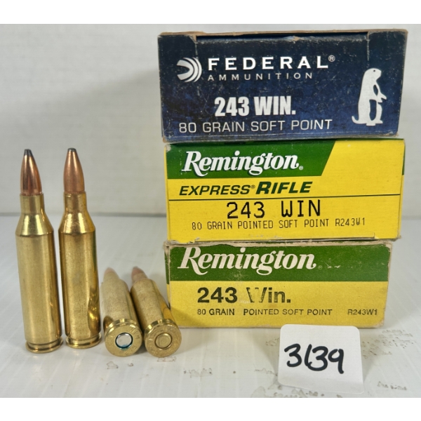 AMMO: 60X REM & FED .243 WIN - 80 GR SP