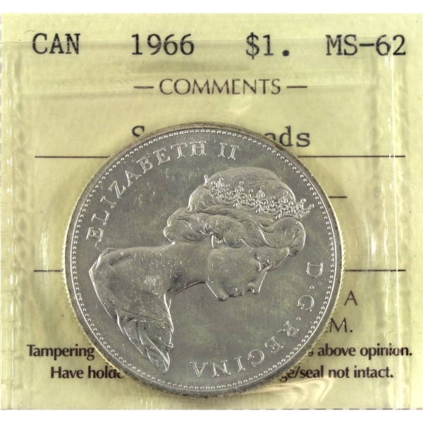 Silver $1 1966 Small Beads ICCS MS62