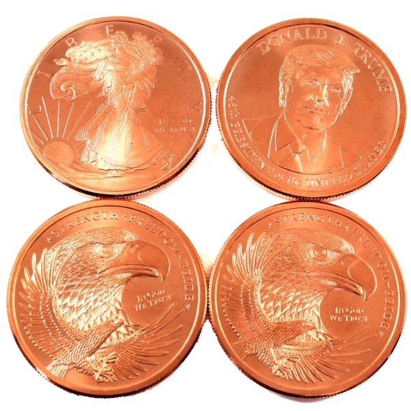 4x 2oz Assorted .999 Fine Copper Rounds. 4pcs.
