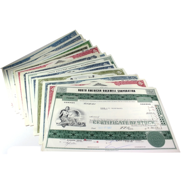 Group Lot of 16x 1930's to 1970's Stock Certificates from Multiple Corporations. 16pcs