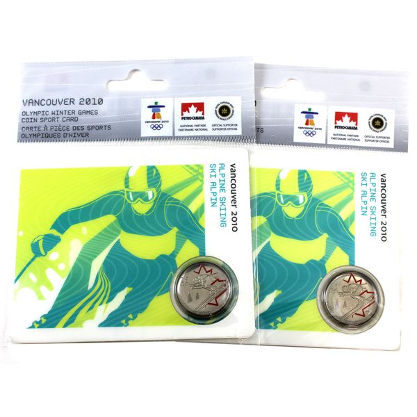 RARE 2007 Non-Mule & 2008 Mule Vancouver Olympic 25-cent Petro Canada Sports Cards. 2pcs