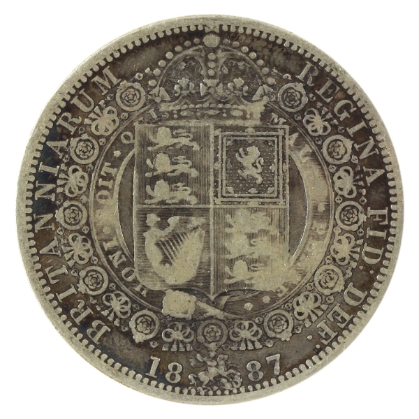 Great Britain Silver 1887 Half Crown F