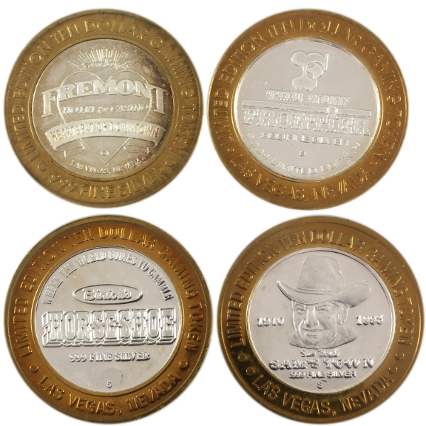 4x $10 Limited Edition 1/2oz .999 Fine Silver Gaming Tokens. 4pcs (Tax Exempt)