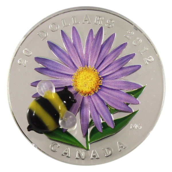 2012 $20 Aster with Venetian Glass Bumble Bee 1oz .9999 Fine Silver