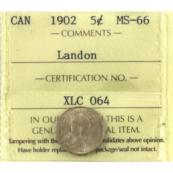 5-cent 1902 ICCS MS66 Landon Sale