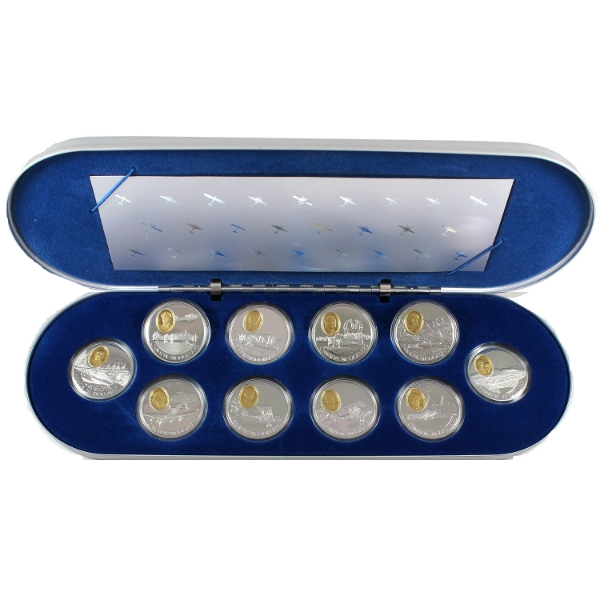 1990-1994 $20 Aviation Series One- The First 50 Years Sterling Silver Set