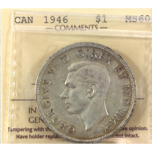 Silver $1 1946 ICCS MS60