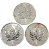 Image 1 : 1oz 1996-1998 $5 .9999 Silver Maple Leaf Coins. 3pcs. (Tax Exempt)