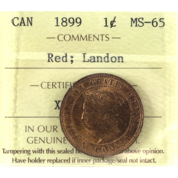 1-cent 1899 ICCS MS65 Red; Landon