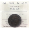 Image 1 : 1-cent 1859 Wide 9/8 ICCS AU50