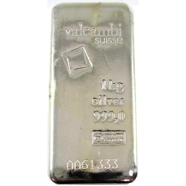 1 Kilo Valcambi Suisse .999 Fine Silver Bar (Tax Exempt)