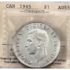 Image 1 : Silver $1 1945 ICCS AU55