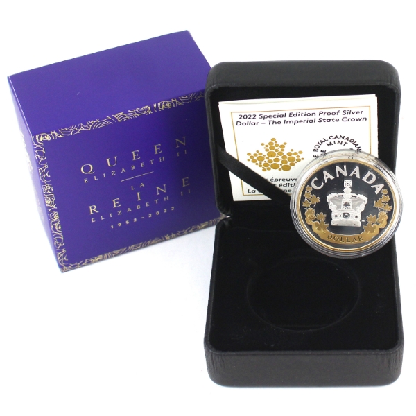 2022 $1 SE Proof Silver Dollar-The Imperial State Crown .9999 Fine Silver /w Selective Gold Plating