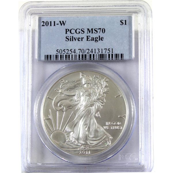 USA Silver 2011W $1 Silver Eagle .999 Fine Silver Coin PCGS MS70 (Tax Exempt)
