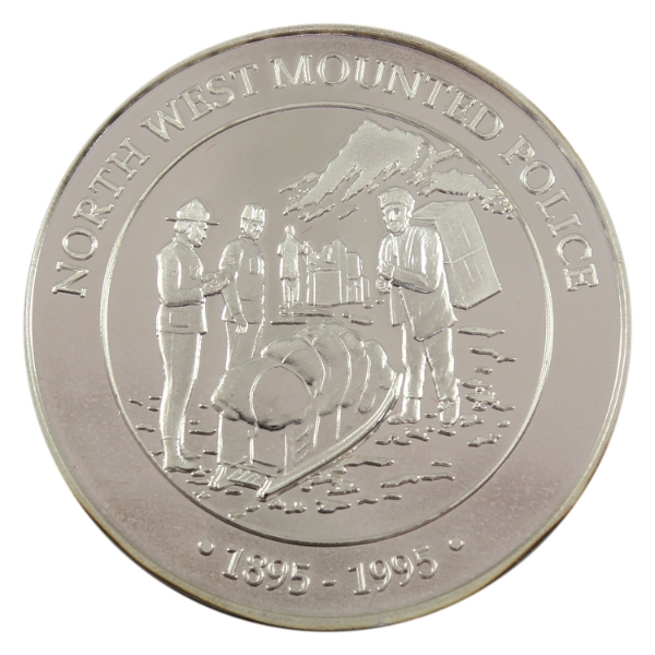 Yukon 1995 100th Anniversary of RCMP in Yukon Territory Medal 1oz-Silver, 38mm (Tax Exempt)