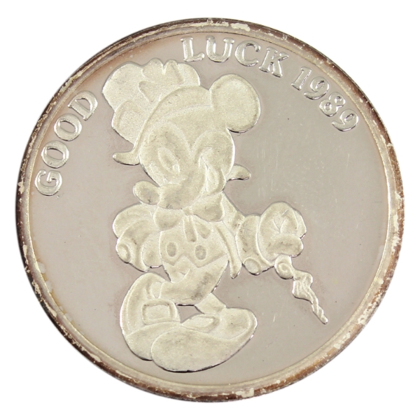 1oz Rarities Mint 1989 Mickey Mouse-Good Luck .999 Silver Round (Tax Exempt)