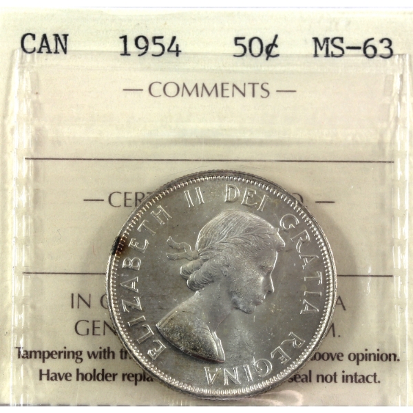 50-cent 1954 ICCS MS63 