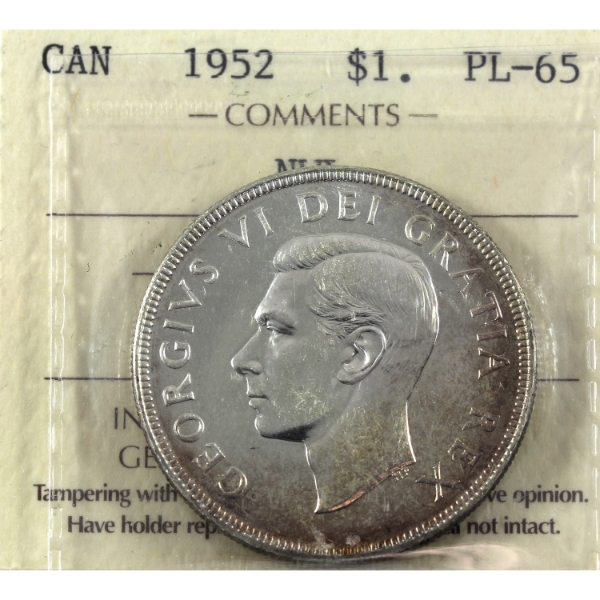 Silver $1 1952 NWL ICCS PL65