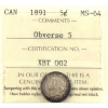 Image 1 : 5-cent 1891 Obverse 5 ICCS MS64
