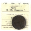 Image 1 : 1-cent 1891 SL SD; Obverse 3 ICCS VF30