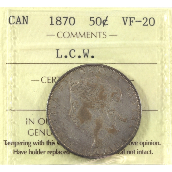 50-cent 1870 LCW ICCS VF20