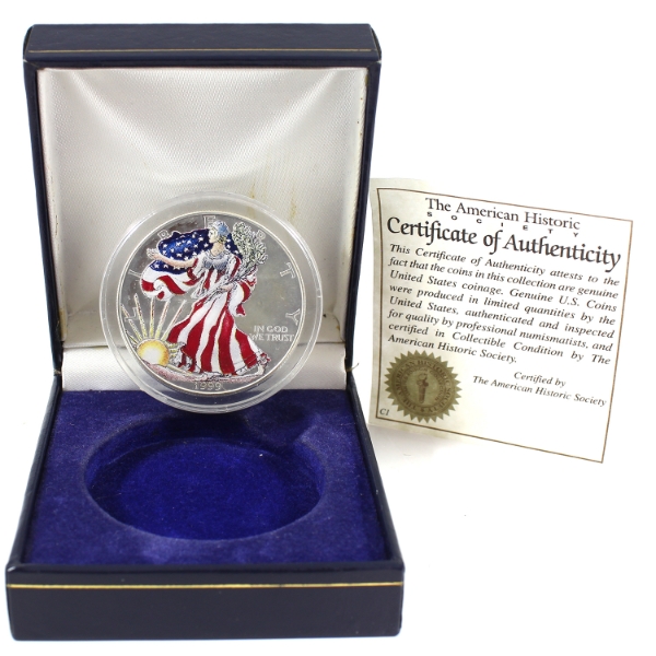 USA Silver 1999 Colourized Standing Liberty Coin (Tax Exempt)
