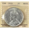 Image 1 : Silver $1 1935 ICCS MS64