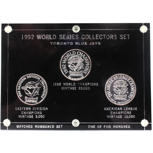 1992 World Series Collectors Set- Toronto Blue Jays Matched Serial Numbered 1oz .999 Fine Silver Set