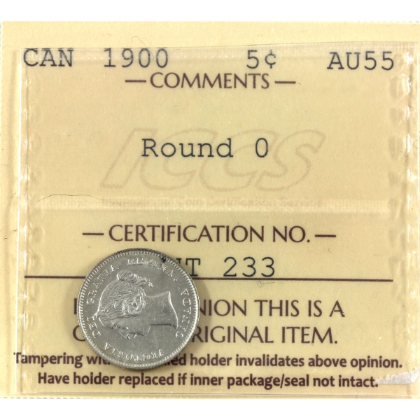 5-cent 1900 Round 0 ICCS AU55