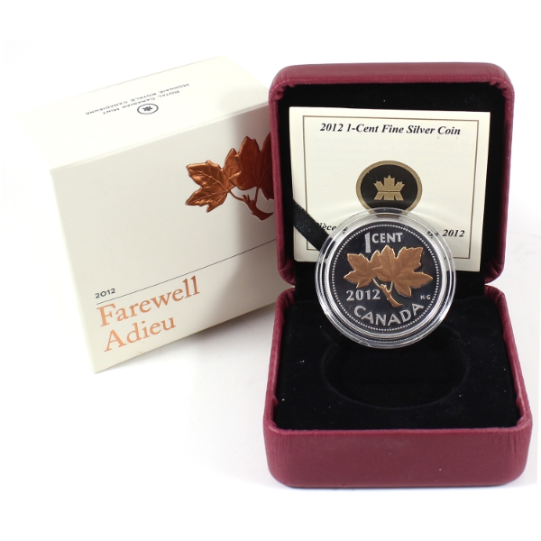 2012 1-cent Farewell to the Penny 15.87g .9999 Fine Silver w/ Selective Gold Plating (Tax Exempt)