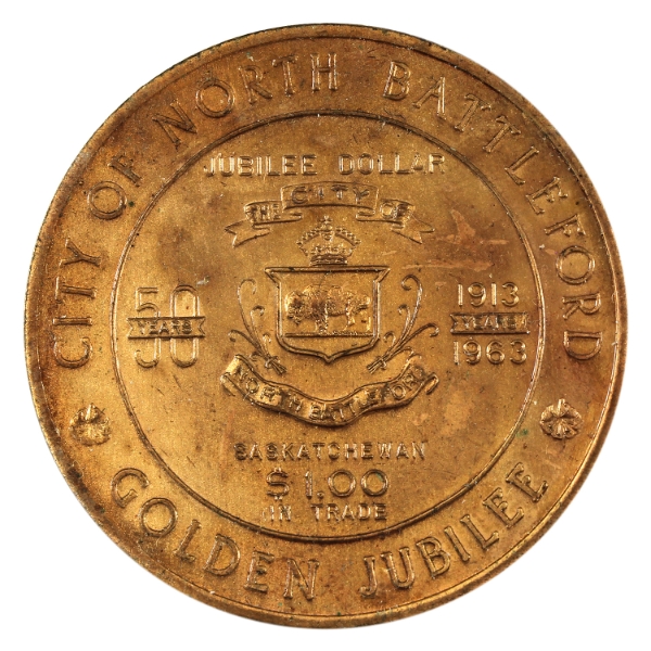 Saskatchewan 1963 City of North Battleford $1 Brass Trade Token