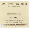 Image 4 : 10-cent 1933 CCCS/ICCS MS62