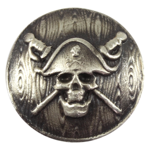 2oz Beaver Bullion/The Coin Shoppe Jolly Roger Convex .999 Fine Antiqued Silver Round (Tax Exempt)