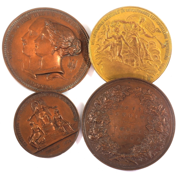Lot of 4x Electrotype Medals for Display w/ Mounting Posts on Rear. 4pcs