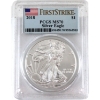 Image 1 : 1oz USA 2018 $1 .999 Fine Silver Eagle PCGS MS70 First Strike (Tax Exempt)