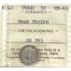 Image 1 : Newfoundland 5-cent 1944C Weak Strike ICCS MS63