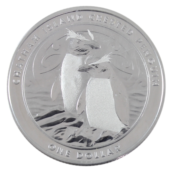 New Zealand 2020 $1 Annual Coin- Chatham Island Crested Penguin 1oz .999 Fine Silver Coin 