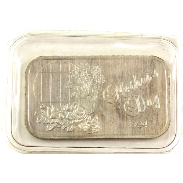 1oz Vintage National Refiners 1994 Mother's Day .999 Fine Silver Bar (Tax Exempt)