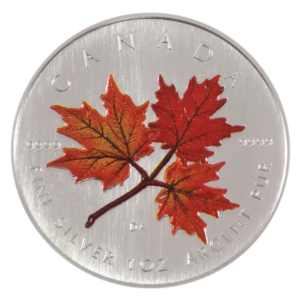 2001 $5 Red Coloured SML - Autumn 1oz .9999 Fine Silver Coin (Tax Exempt)