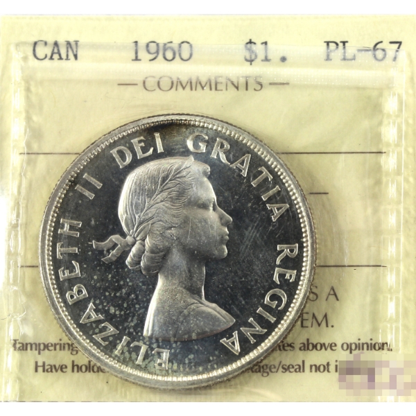 Silver $1 1960 ICCS PL67 Cameo