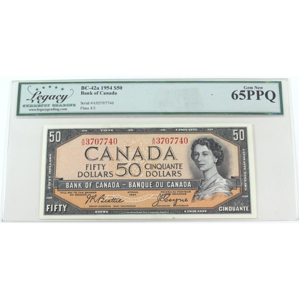 BC-42a 1954 $50 Legacy GEM UNC65 PPQ Beattie-Coyne SN: A/H3707740