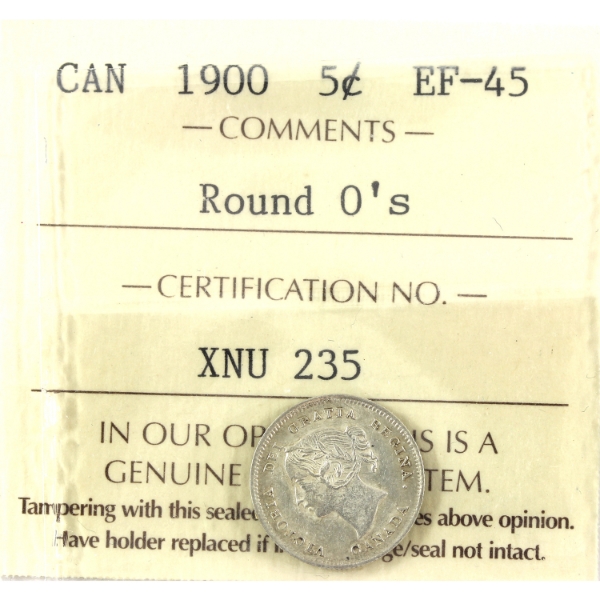 5-cent 1900 Round 0's ICCS EF45