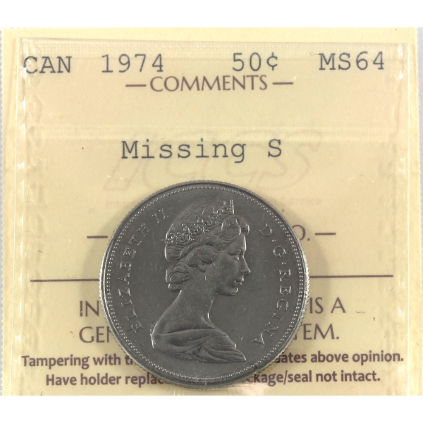 50-cent 1974 Missing S ICCS MS64