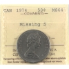 Image 1 : 50-cent 1974 Missing S ICCS MS64