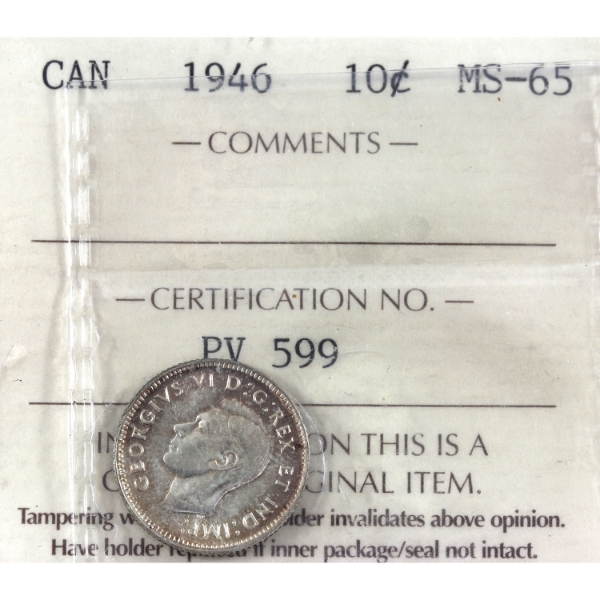 10-cent 1946 ICCS MS65