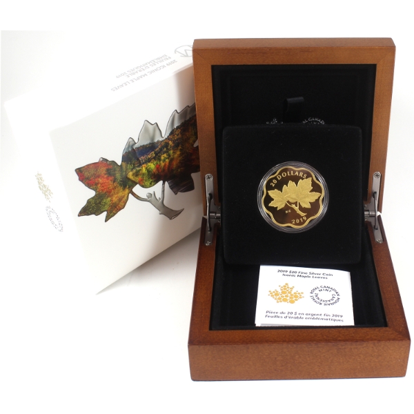 2019 $20 Iconic Maple Leaves .9999 Fine Silver Coin (Tax Exempt)
