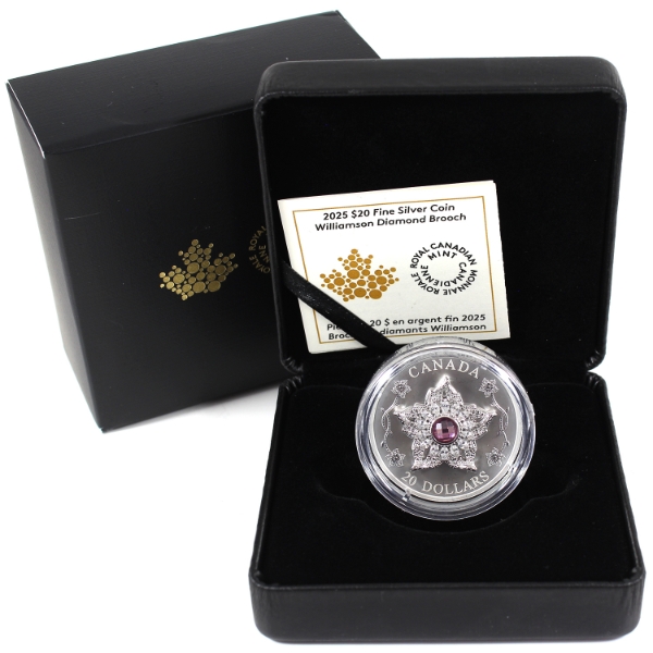 2025 $20 Williamson Diamond Brooch 1oz .9999 Fine Silver Coin