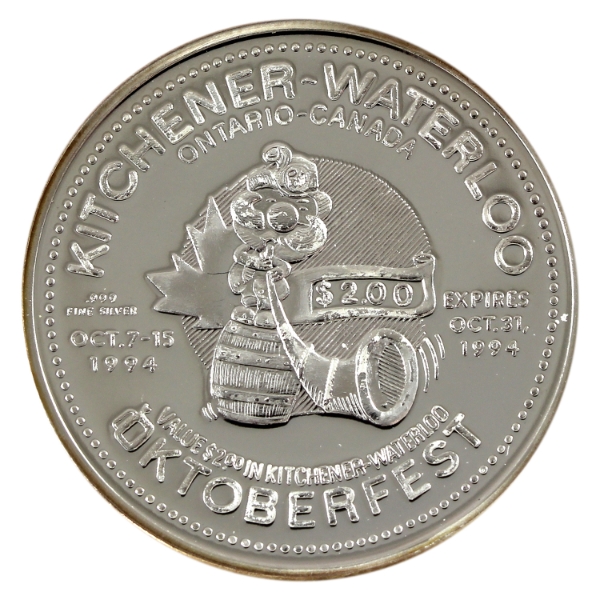 1994 Kitchener-Waterloo Oktoberfest 40 Years Medallion 0.610-Silver, 32.5mm