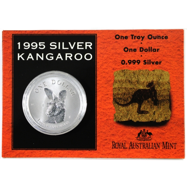 Australia 1995 $1 Kangaroo 1oz .999 Fine Silver w/ Reverse Frosting (Tax Exempt)