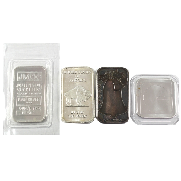 4x 1oz Assorted .999 Fine Silver Bars. 4pcs. (Tax Exempt)